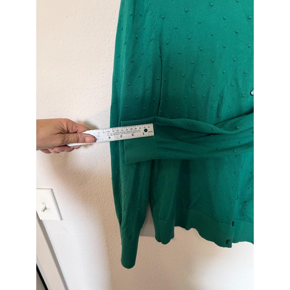 LOFT Outlet XL Green Swiss Dot Cotton Cardigan Button Front Sweater - Picture 16 of 17